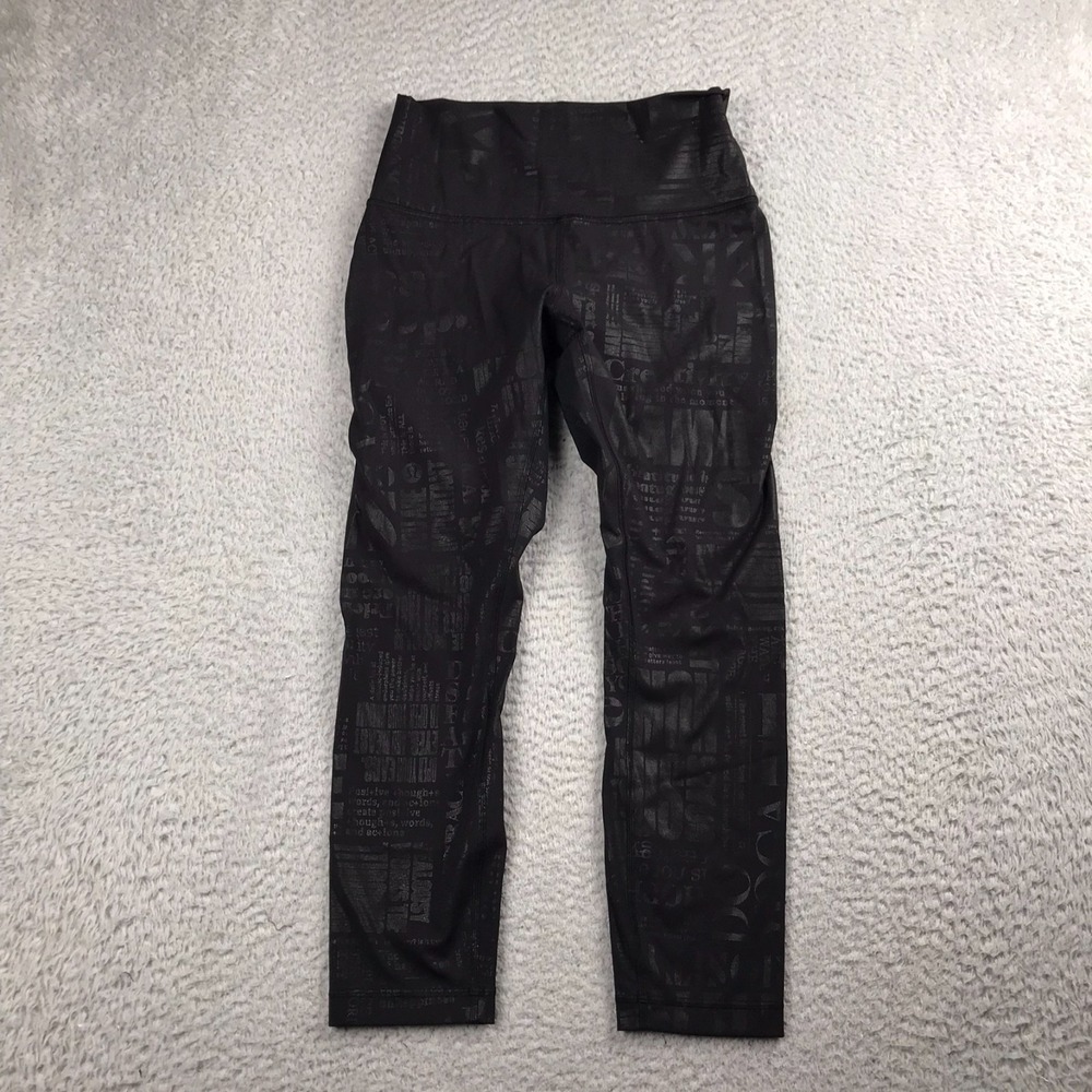 Lululemon Wunder Under Hi-Rise Crop 23" Womens 6 Manifesto Black Foil Limited Ed